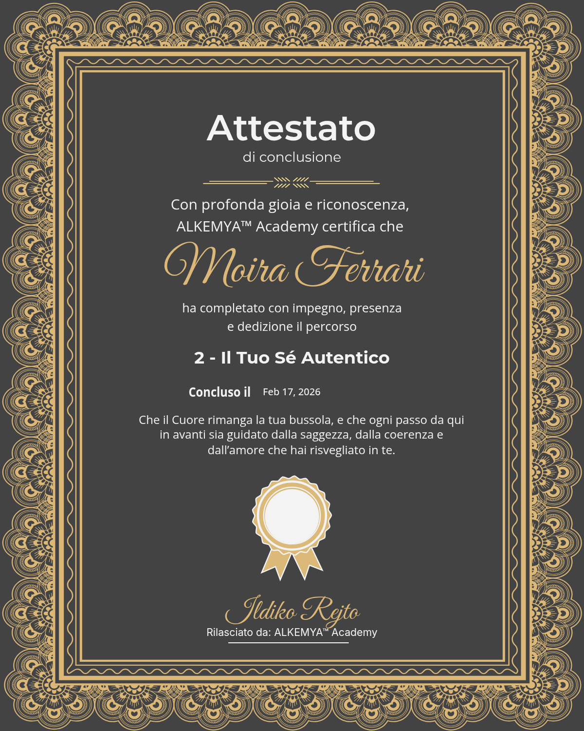 Attestato di formazione 3 di Moira Ferrari